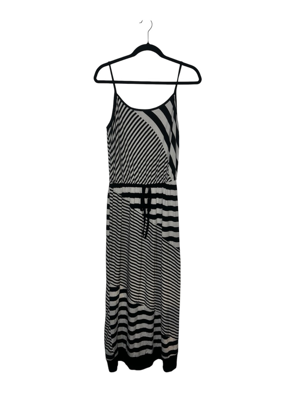 Shelby & Palmer Black and White Striped Spaghetti-Strap Maxi Dress